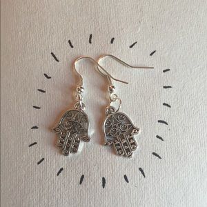 Handmade silver hamsa earrings